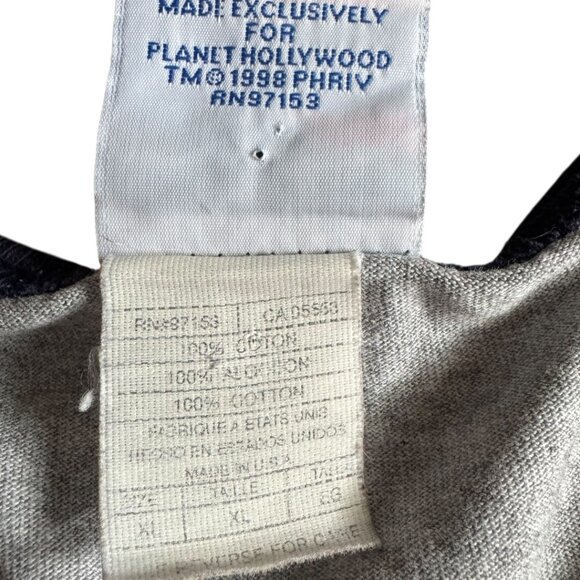 Vintage 90s Planet Hollywood New Orleans T-Shirt XL – Made in USA – V-Neck Ringe - Picture 5 of 11